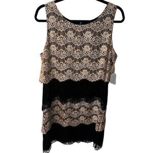 Jessica Simpson Dress Womens 14 Scalloped tiered Lace Shift Romantic Y2K New